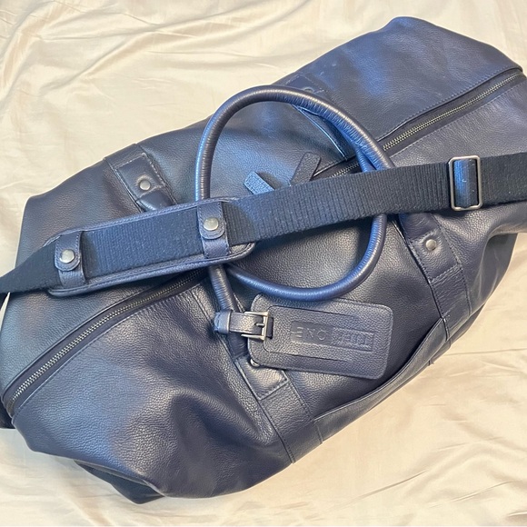 Navy Limited Edition Amex Lined Leather Weekender Bag - Picture 1 of 6